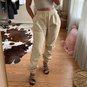 Leather jogger pants